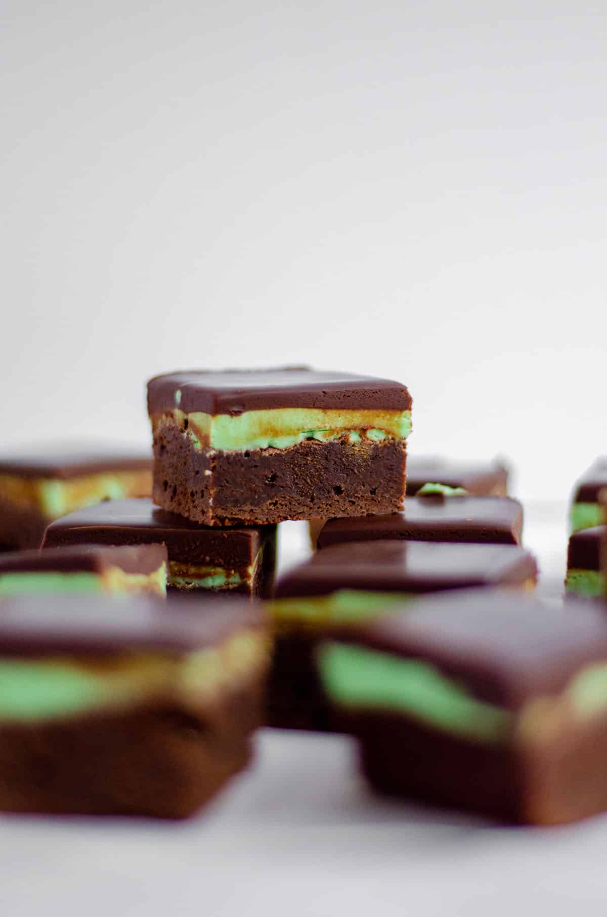 sliced mint chocolate brownies 