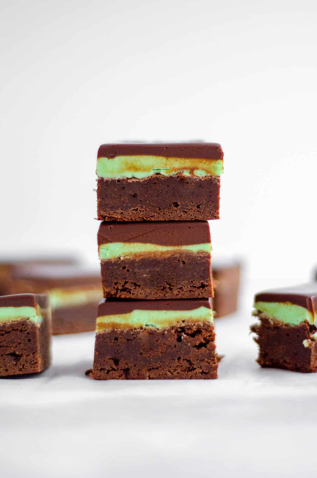 stack of mint chocolate brownies 