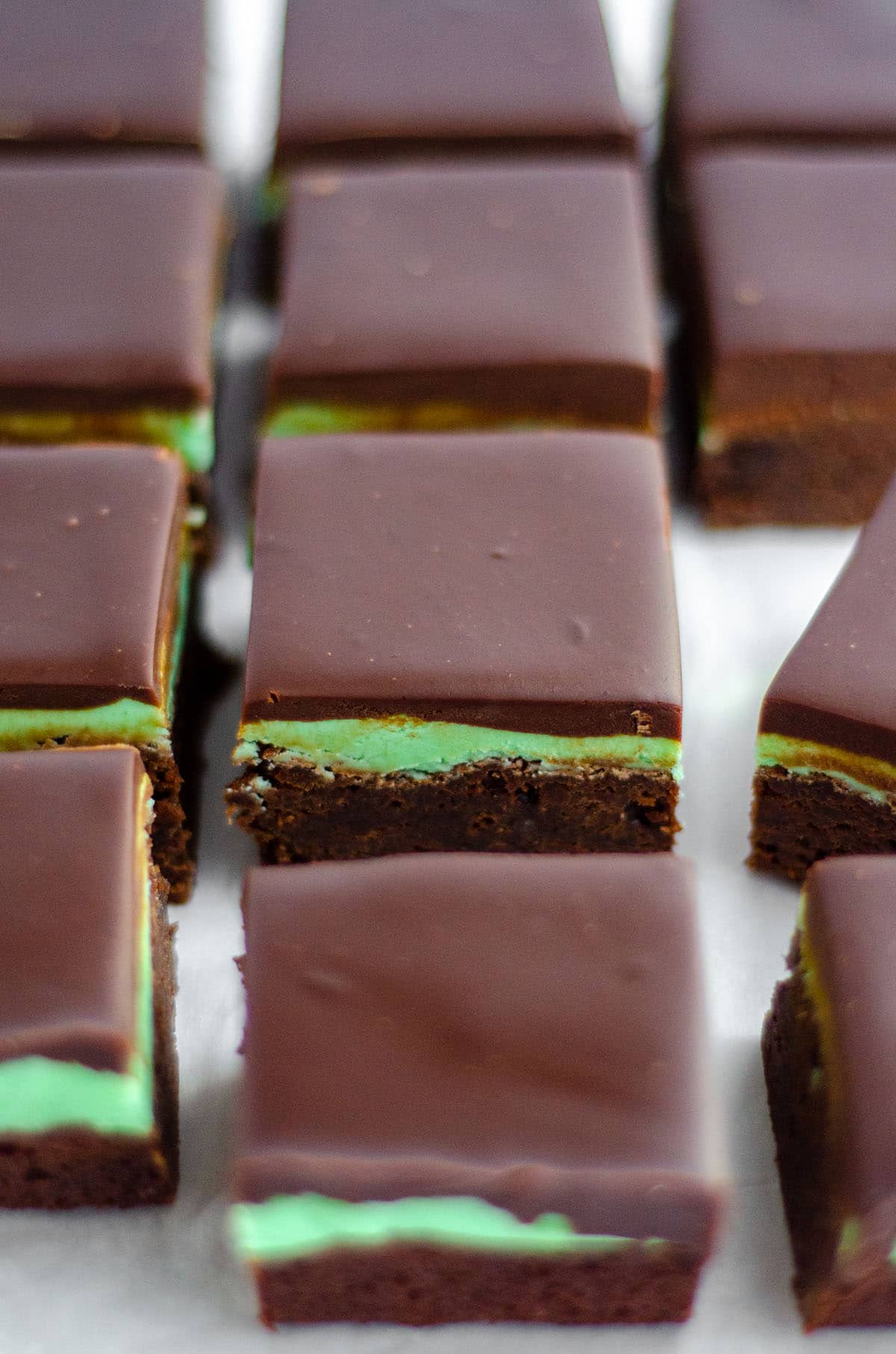 sliced mint chocolate brownies