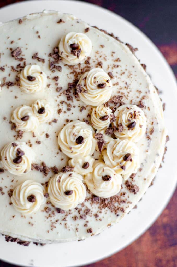 Mocha Cake with Coffee Buttercream: Rich chocolate cake flavored with coffee and topped with a creamy coffee buttercream.