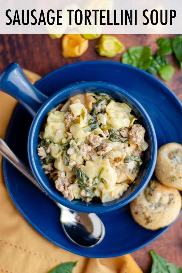 This easy Italian sausage tortellini soup is lightly creamy, full of flavor, and ready in about half an hour. via @frshaprilflours