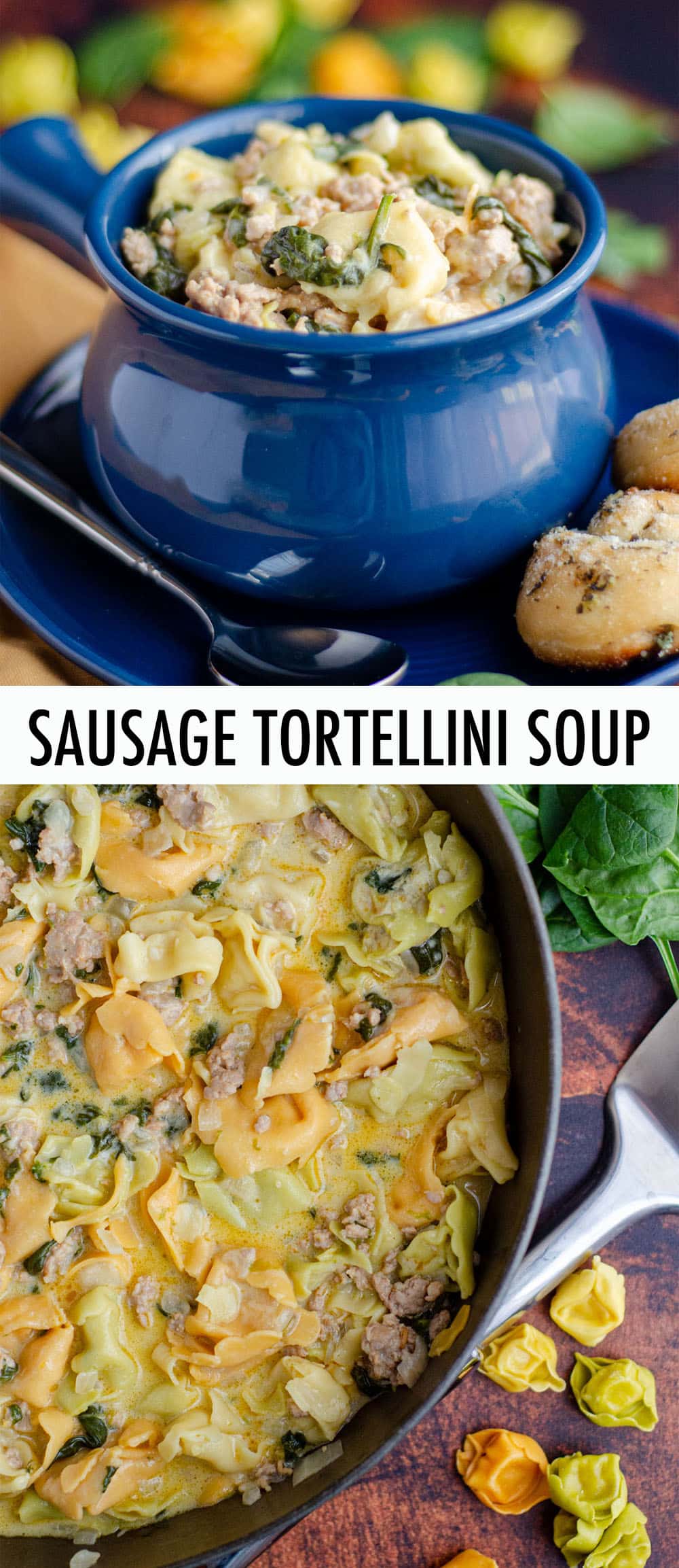 This easy Italian sausage tortellini soup is lightly creamy, full of flavor, and ready in about half an hour. via @frshaprilflours