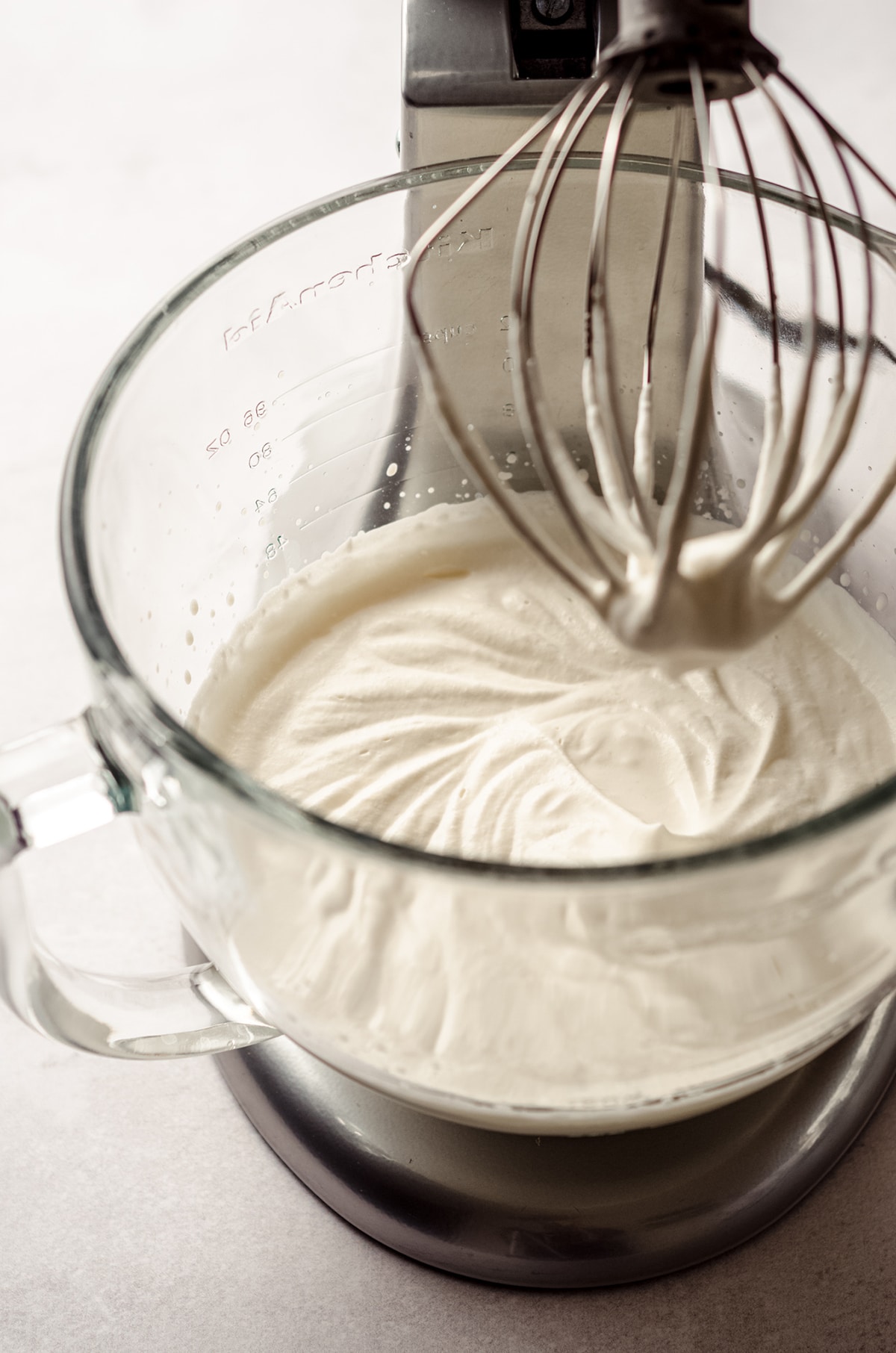 homemade whipped cream in a stand mixer