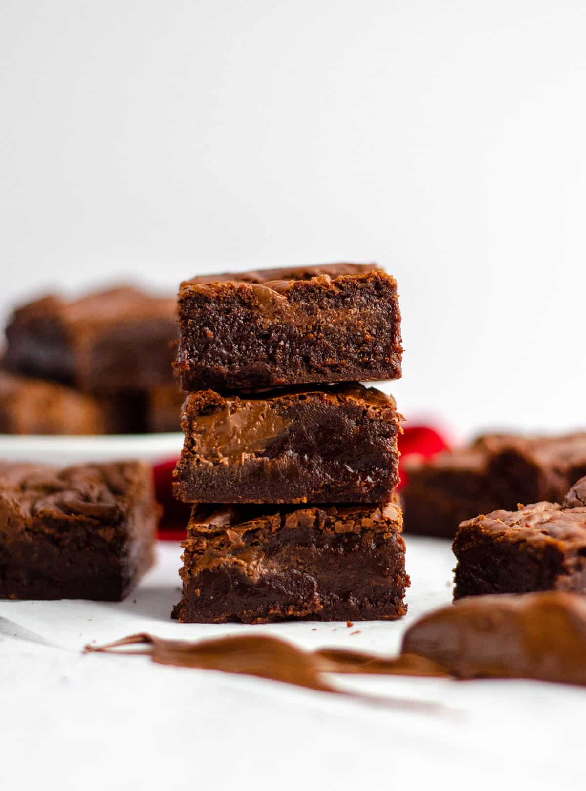 stack of fudgy nutella brownies