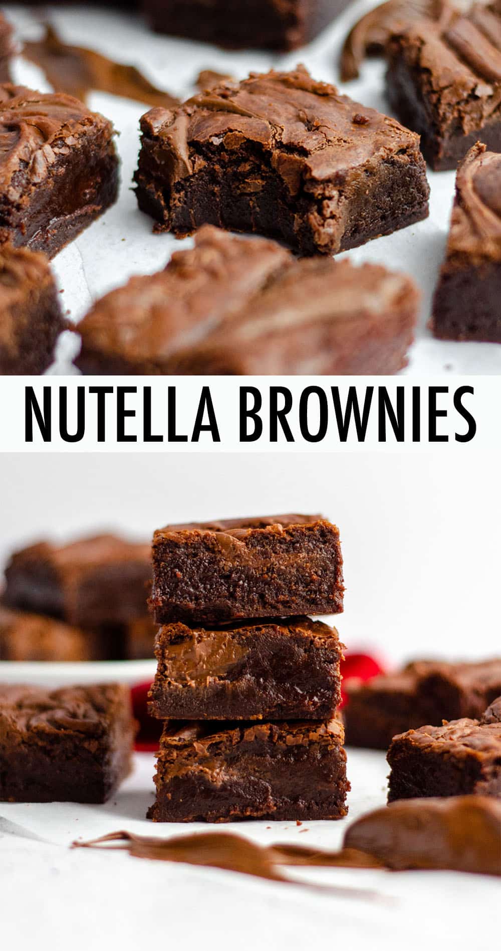 These seriously dense and fudgy Nutella brownies have Nutella blended right in the batter and swirled into the top. They are a chocolate lovers' dream! via @frshaprilflours