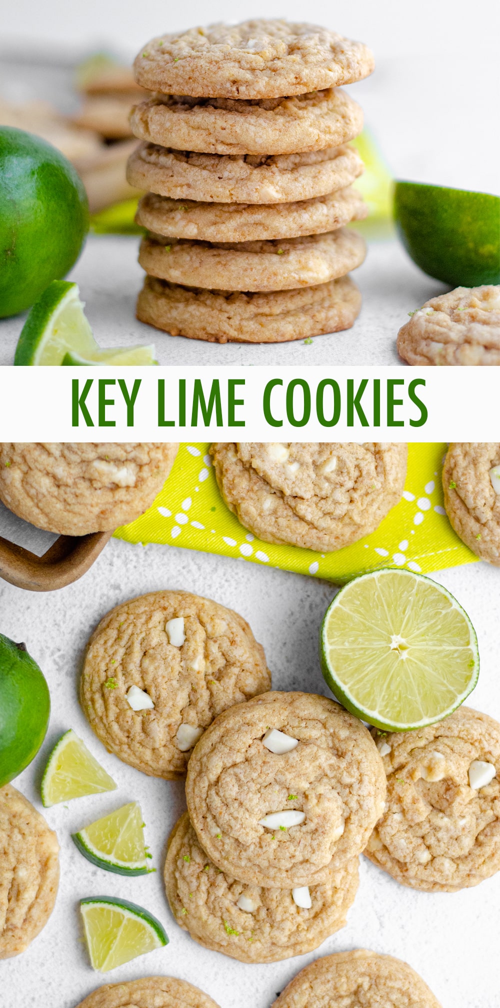 Easy drop cookies bursting with tangy Key lime juice, crunchy graham cracker crumbs, and creamy white chocolate. via @frshaprilflours