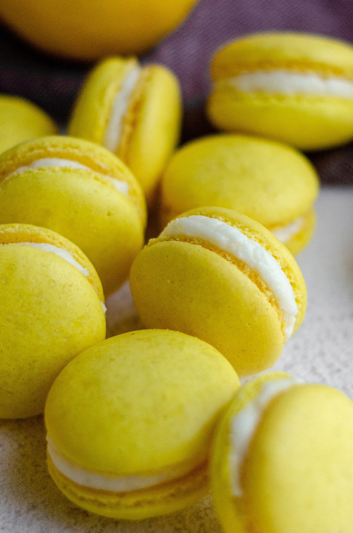 lemon macarons filled with lemon buttercream