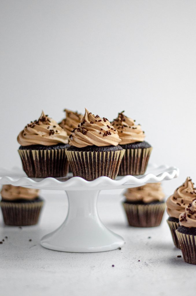 Simple Chocolate Cupcakes with Chocolate Swiss Meringue Buttercream: My go-to simple chocolate cupcakes are fluffy, moist, and don't even require a mixer. Top them with a velvety smooth chocolate Swiss meringue buttercream (or pair with another favorite) for a simple yet impressive little cupcake!