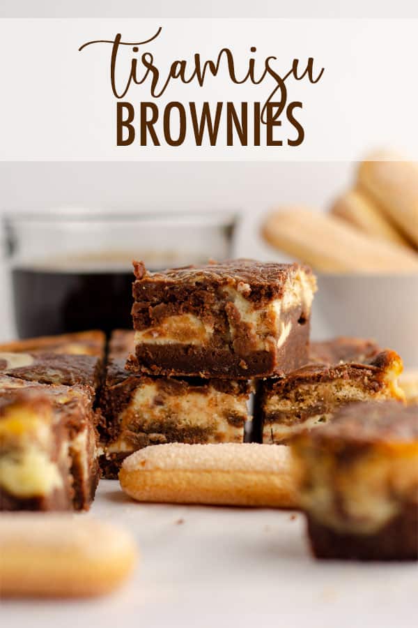 These tiramisu brownies are made with a scratch brownie base, a middle layer of coffee-soaked Ladyfingers, and a top layer of sweetened mascarpone cheese. via @frshaprilflours
