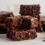 Salted Caramel Brownies: Fudgy brownies made from scratch with salted caramel sauce swirled right into the brownie batter. Drizzle with more salted caramel sauce and sprinkle with flaky sea salt for a perfectly sweet and salty treat.