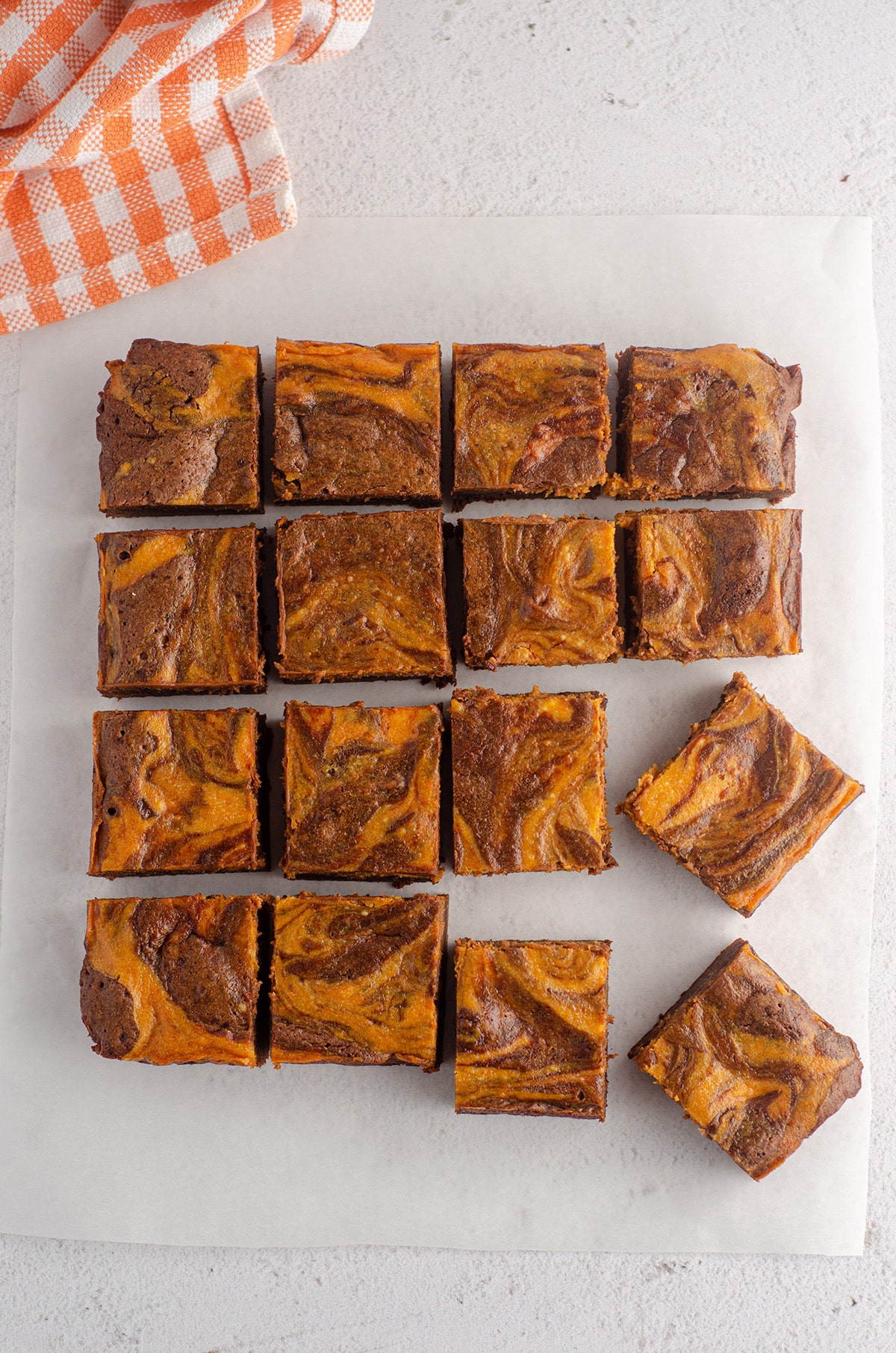 aerial photo of pumpkin cheesecake brownies