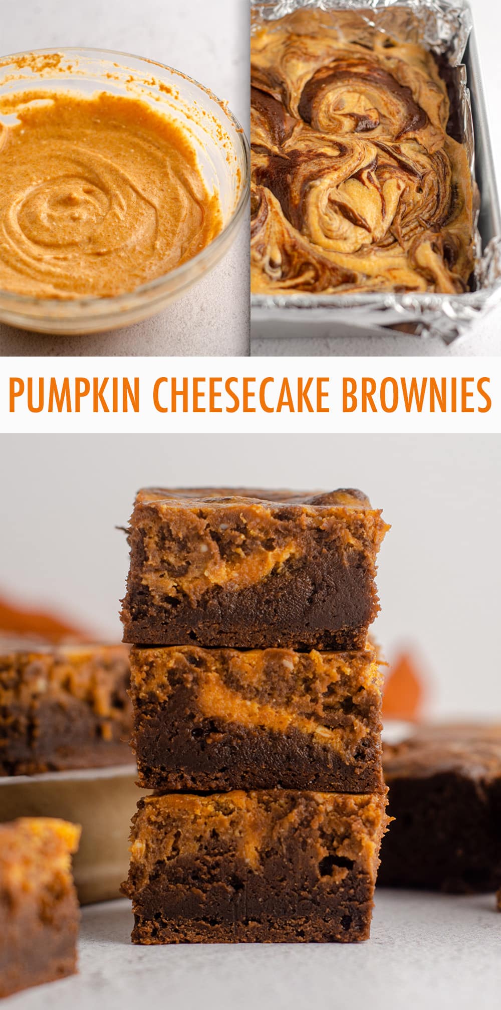 Fudgy scratch brownies swirled with creamy pumpkin cheesecake. via @frshaprilflours