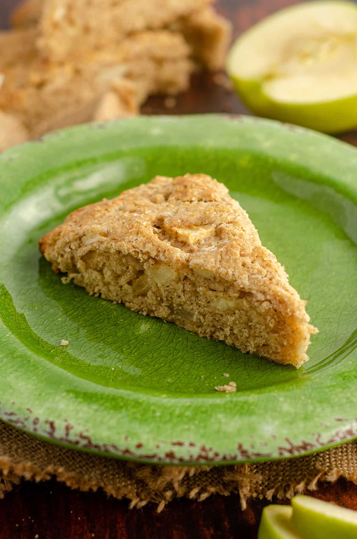 apple scone on a green plate