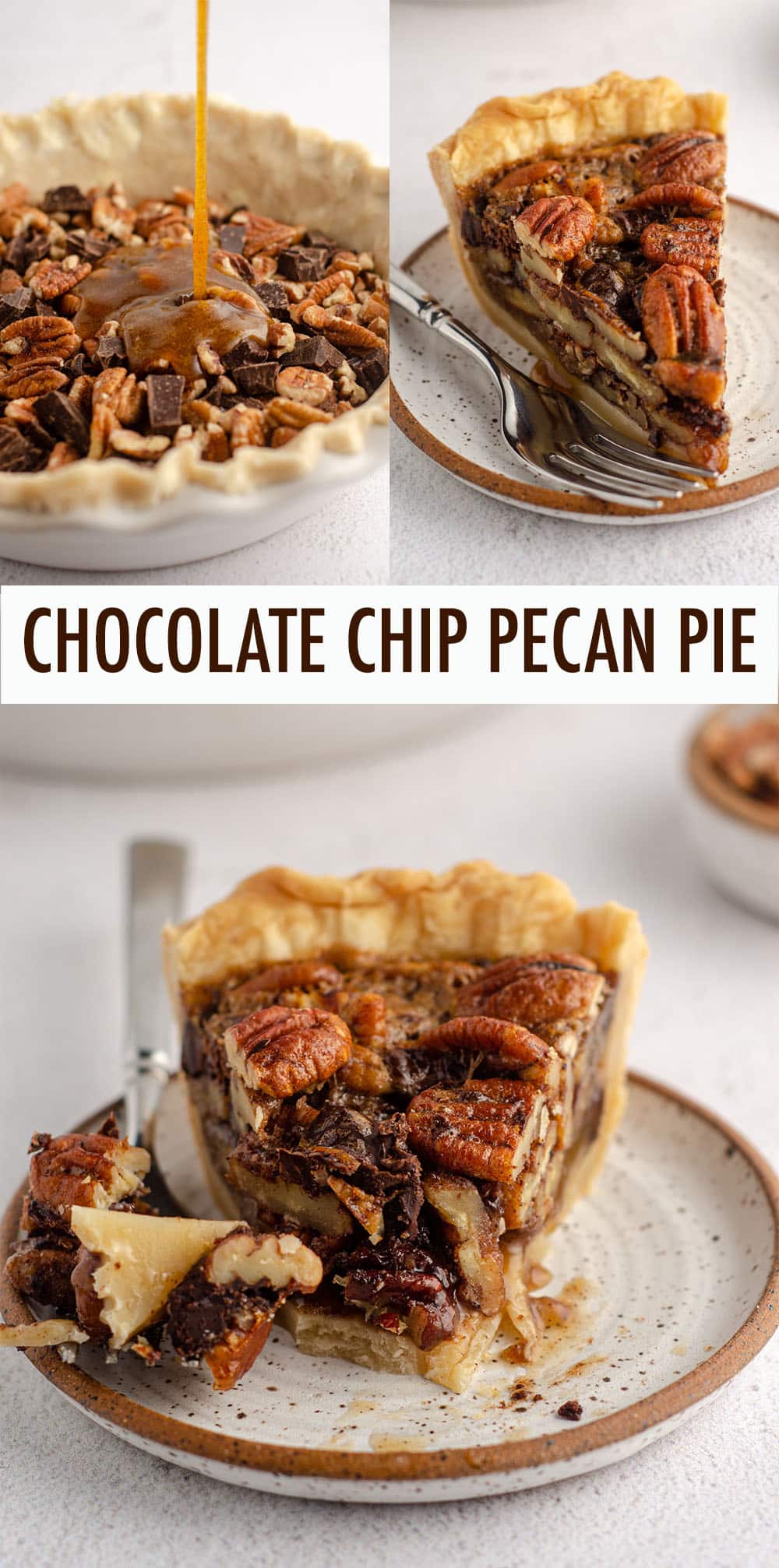 Traditional pecan pie gets a chocolate overhaul with chocolate chips and/or chopped chocolate. This sweet and salty combo is perfect with a scoop of ice cream or a dollop of whipped cream. via @frshaprilflours