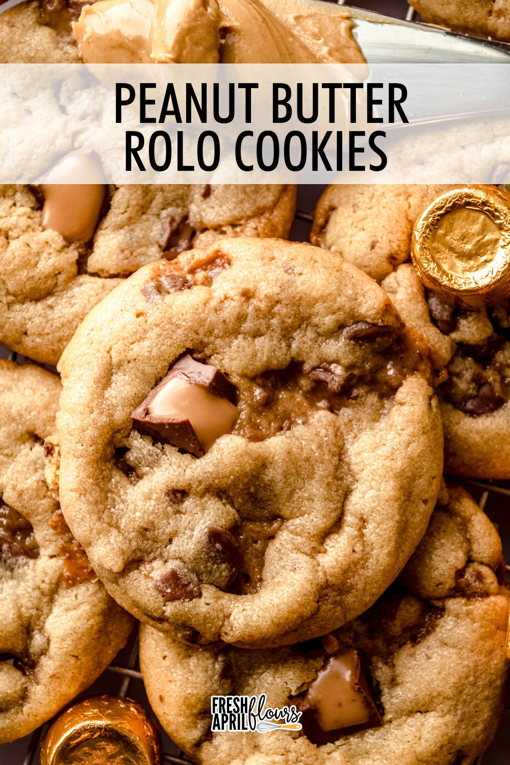These ultra thick peanut butter cookies filled with chopped Rolos, aptly called "Sumbitches," are soft, chewy, and the perfect combination of sweet and salty in every bite.  via @frshaprilflours