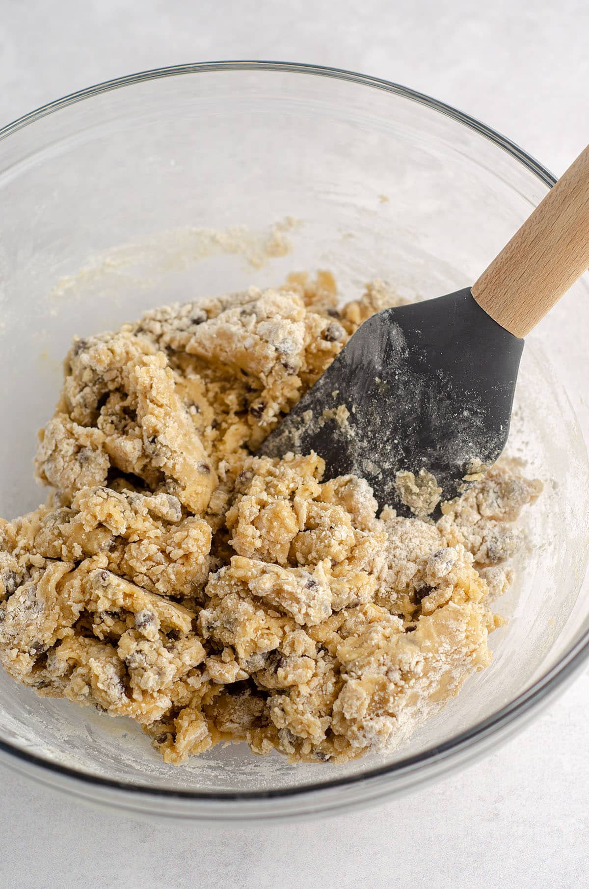 chocolate chip biscotti dough ready to form into a slab