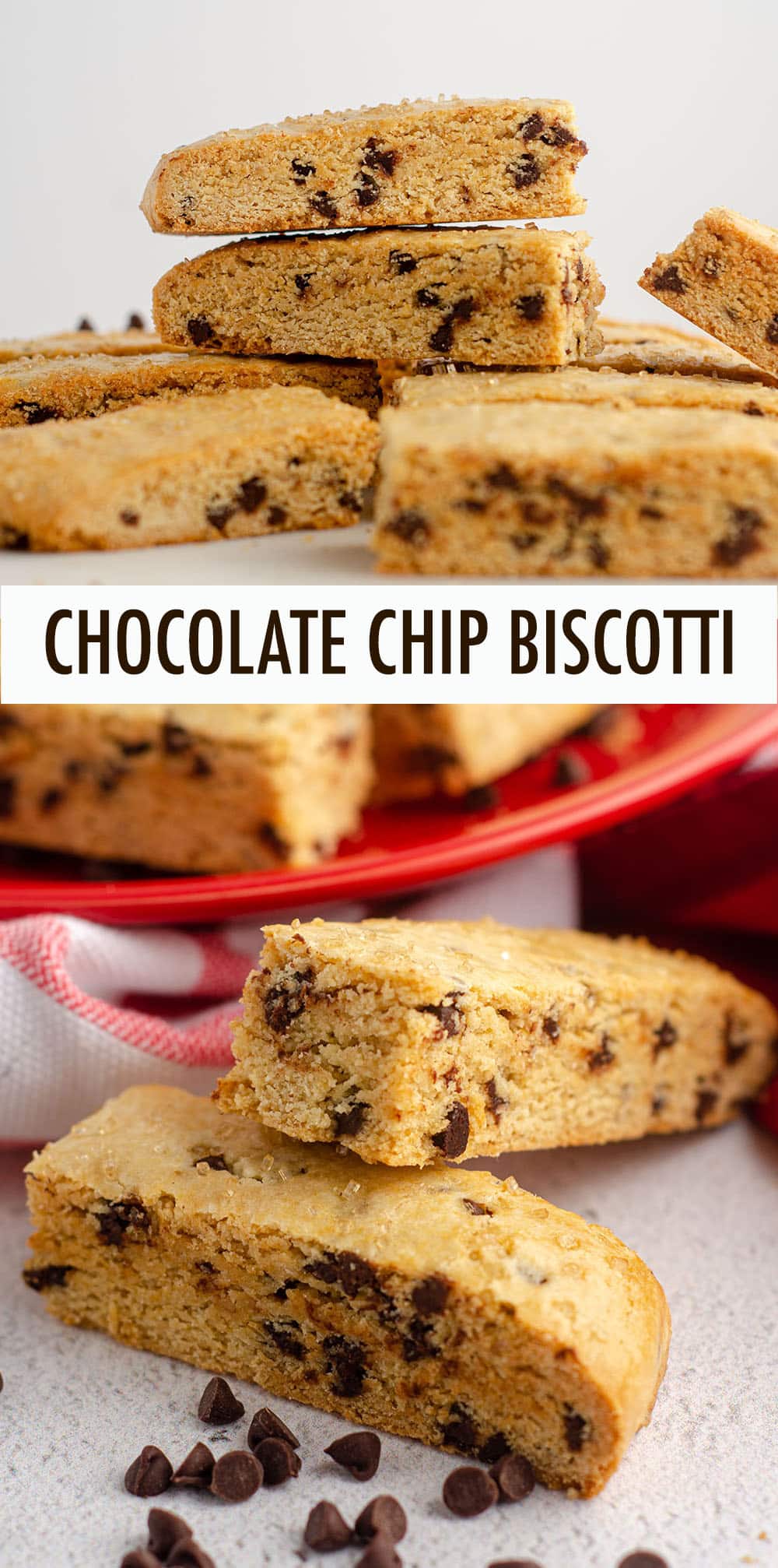 Crunchy biscotti coated with crisp coarse sugar and filled with mini chocolate chips. Perfect with your next cup of coffee or tea! via @frshaprilflours