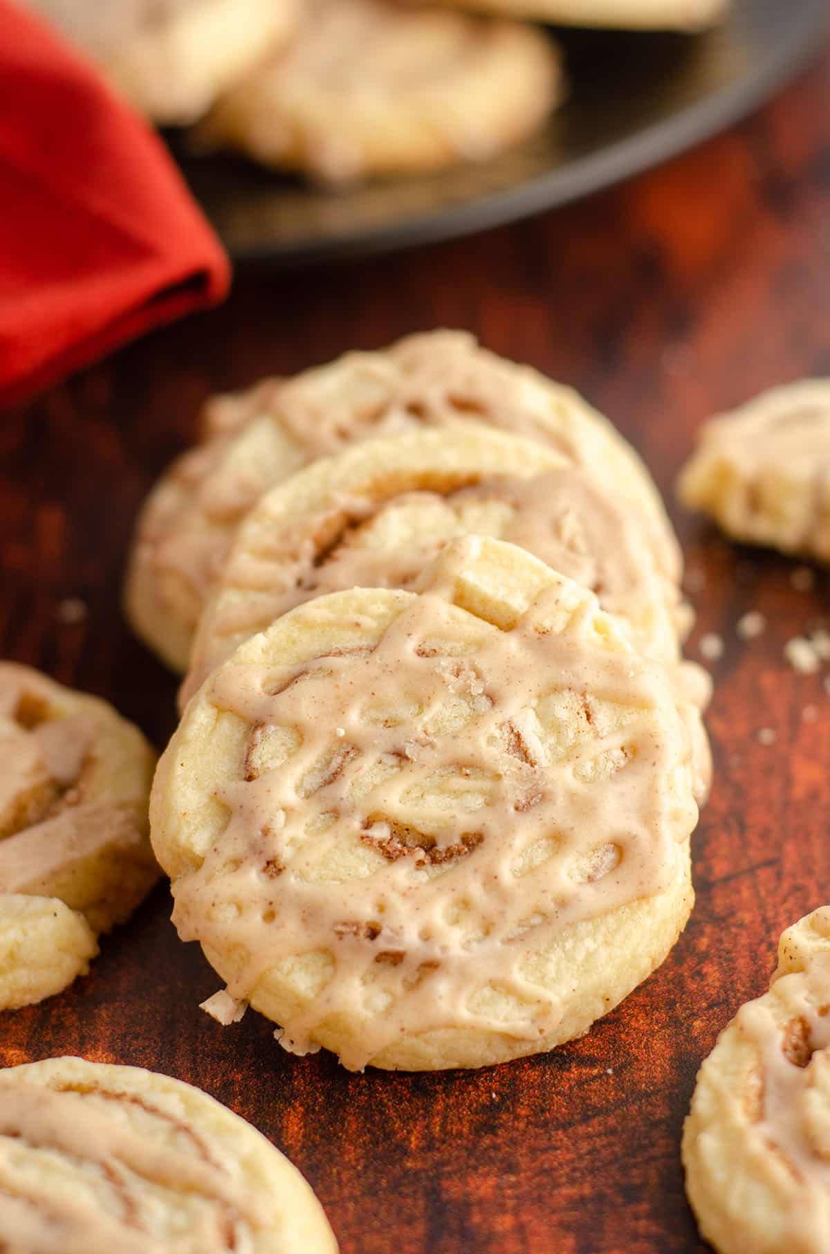 cinnamon pinwheel cookies in a stack