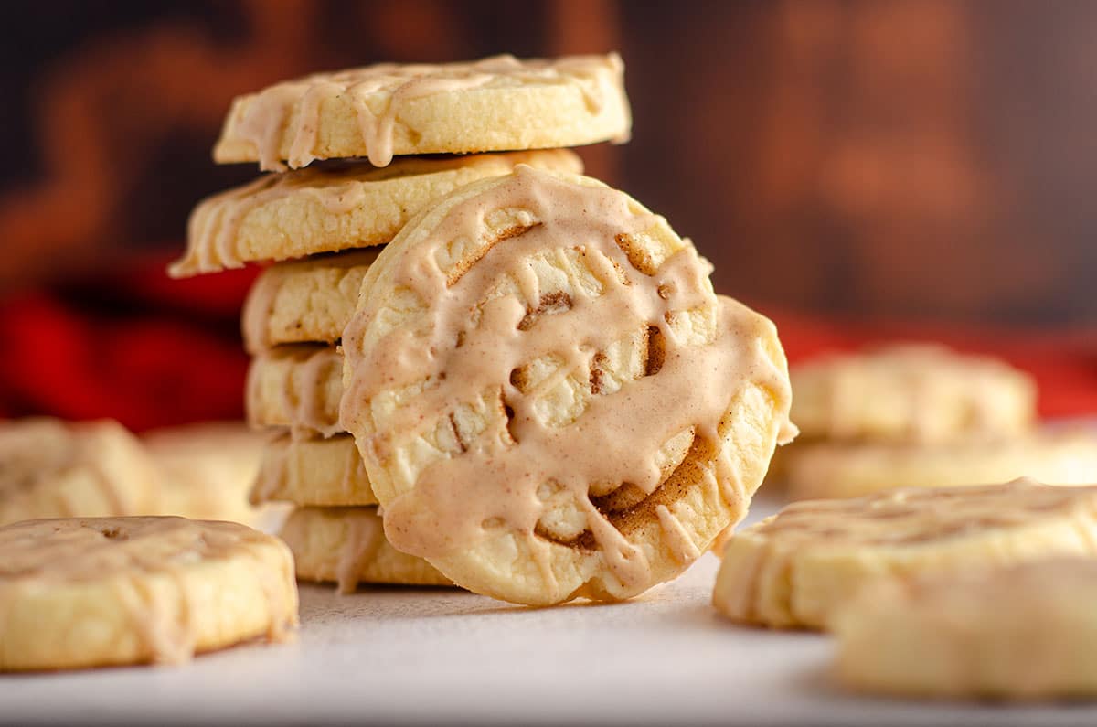 stack of cinnamon pinwheel cookies