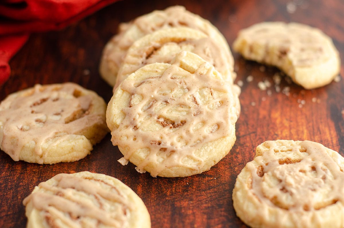 cinnamon pinwheel cookies in a stack