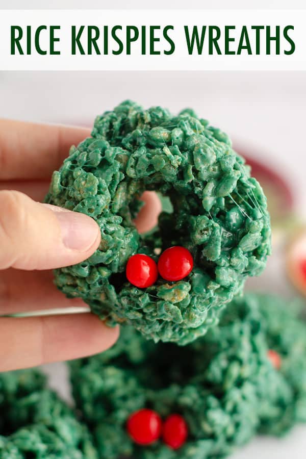Everybody's favorite Rice Krispies treats shaped into festive wreaths are perfect for filling spots on cookie trays and make a merry no-bake treat. via @frshaprilflours