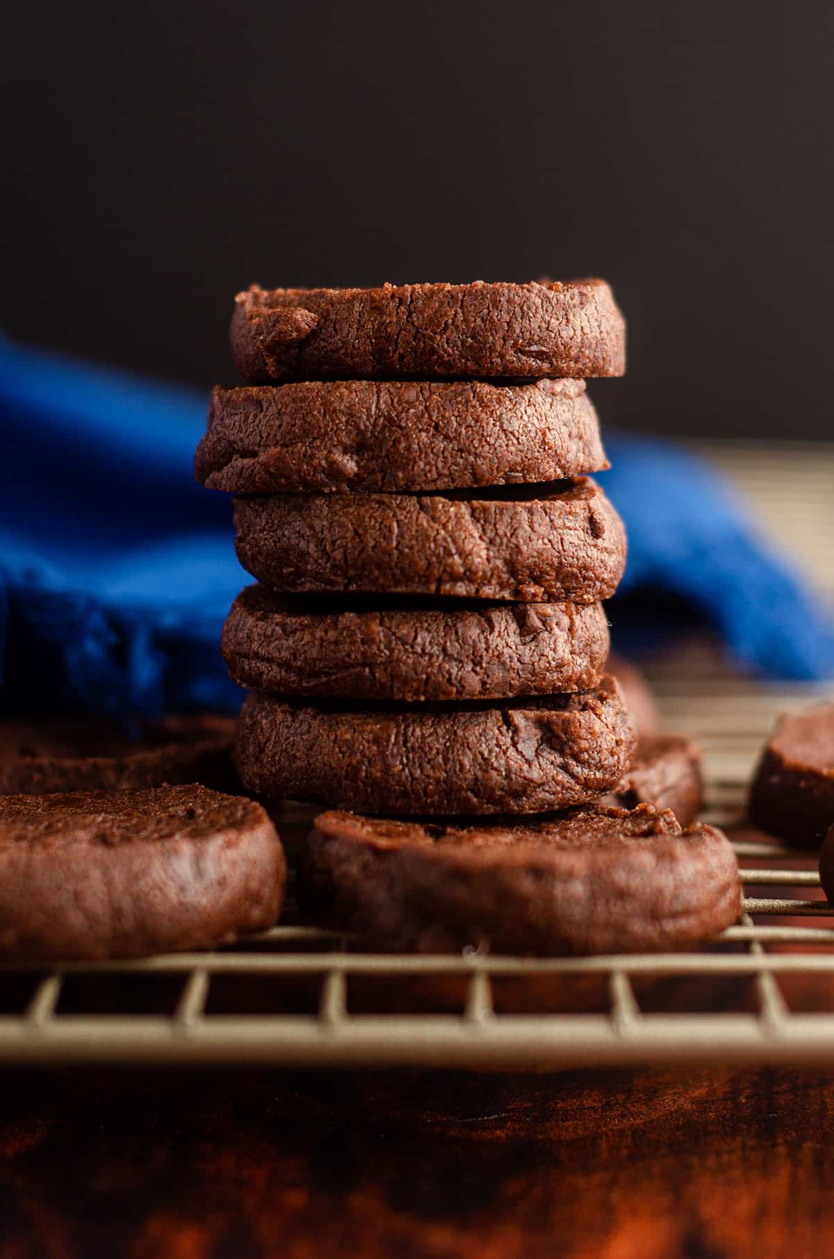 stack of dorie greenspan's world peace cookies on a wire cooling rack