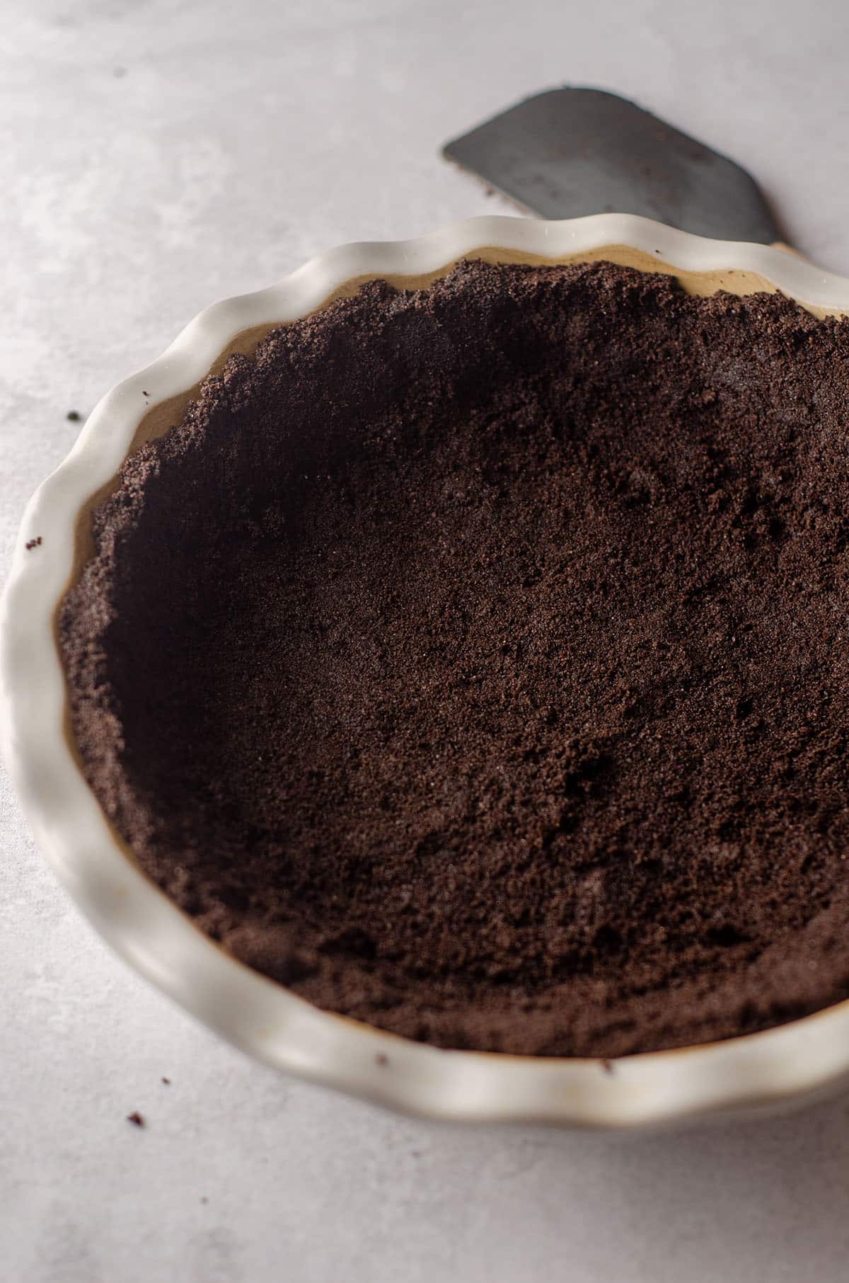 oreo pie crust in a pie plate