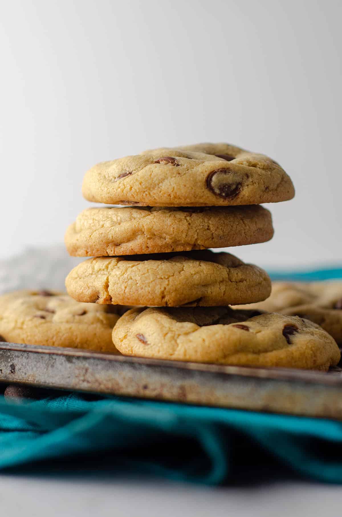 stack of 6 small batch chocolate chip cookies