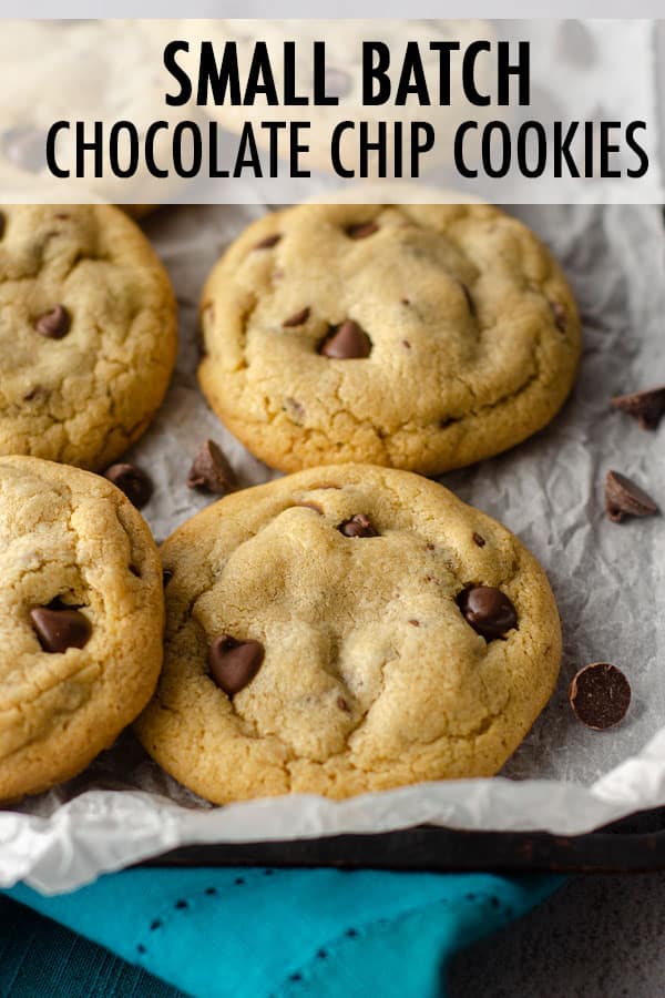 An easy drop cookie recipe that requires no chilling and yields 6 thick and chewy chocolate chip cookies. Ready in 25 minutes from start to finish! via @frshaprilflours