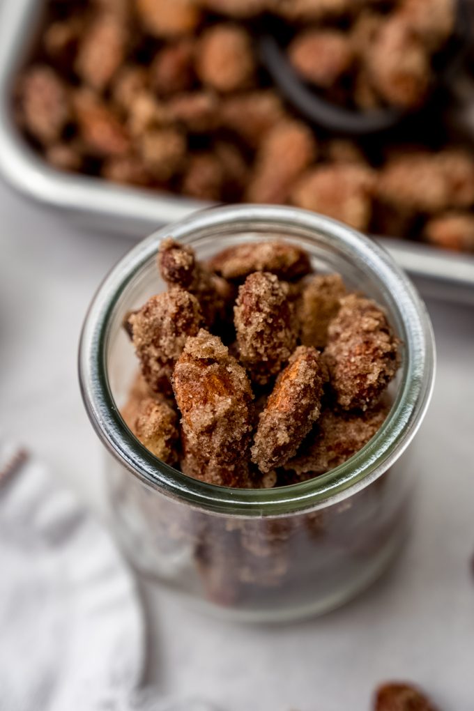 Candied almonds in a jar.