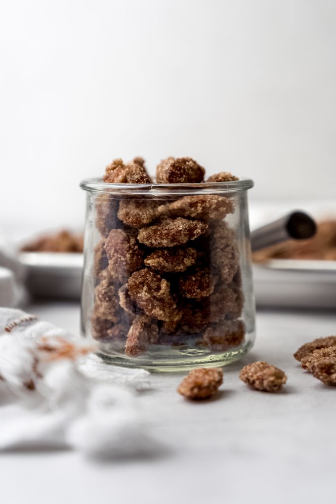 Candied almonds in a jar.