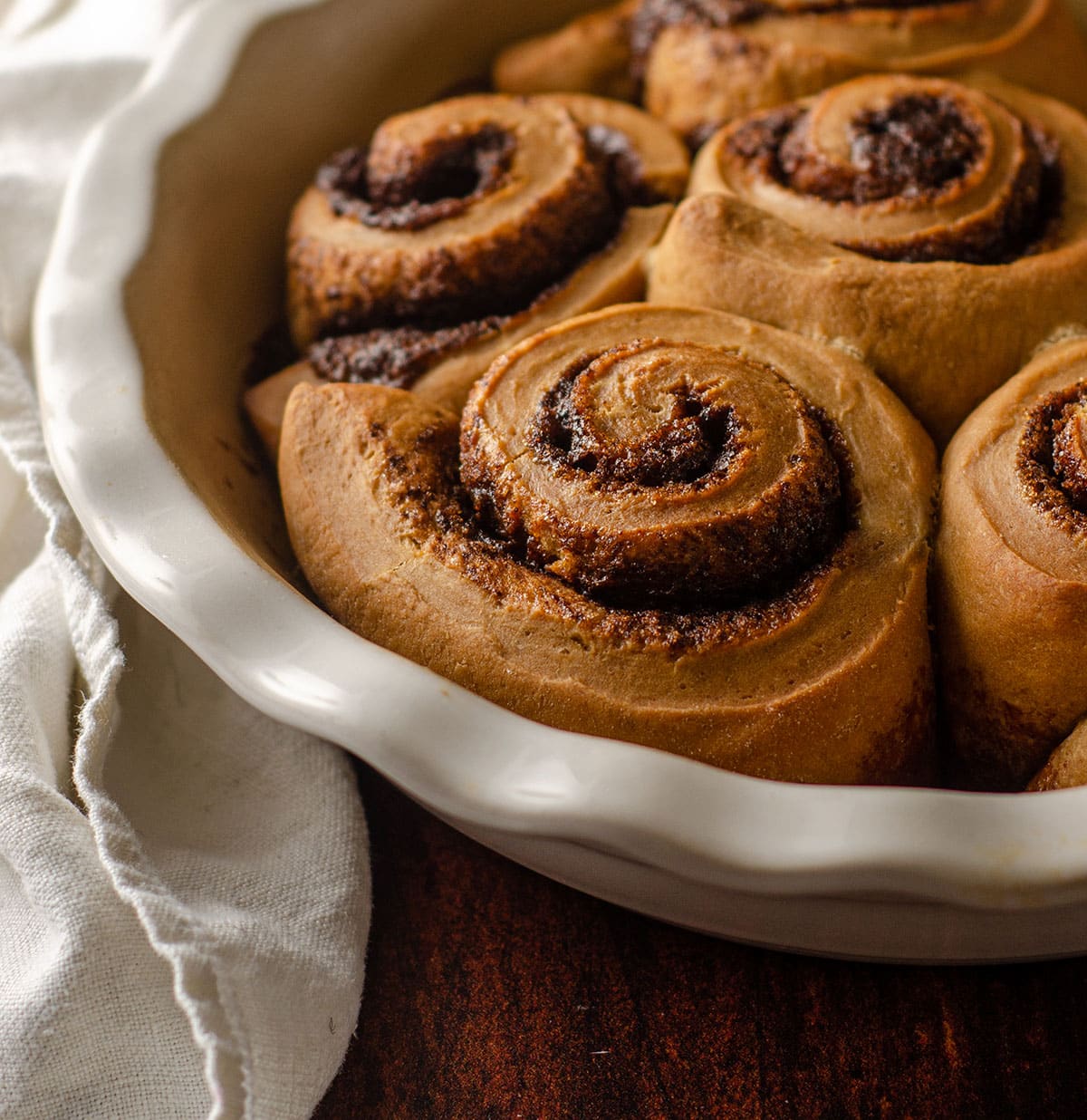 coffee cinnamon rolls baked and ready to frost