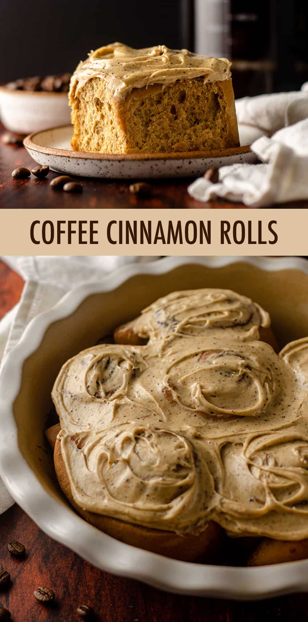 Decadent coffee cinnamon rolls slathered in coffee cream cheese frosting are the perfect complement to your morning cup of coffee. via @frshaprilflours