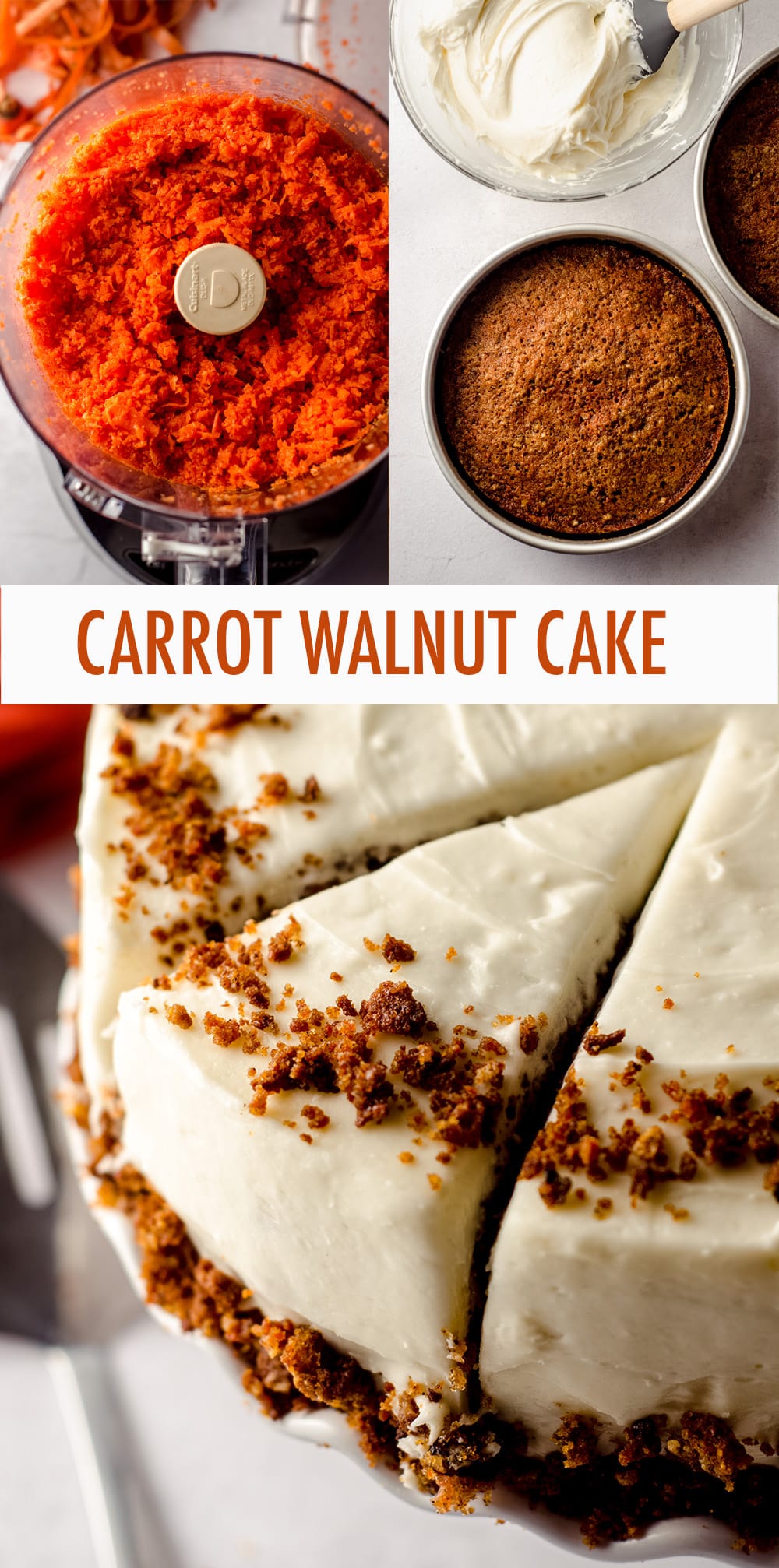 Incredibly moist and flavorful carrot cake filled with crunchy walnuts and covered in a smooth and creamy cream cheese frosting. via @frshaprilflours