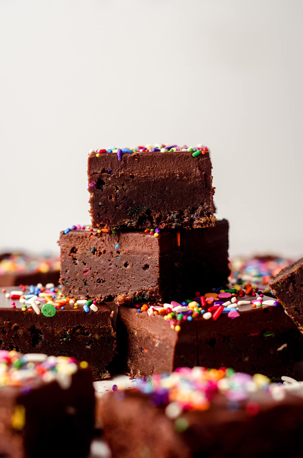 stack of funfetti brownies