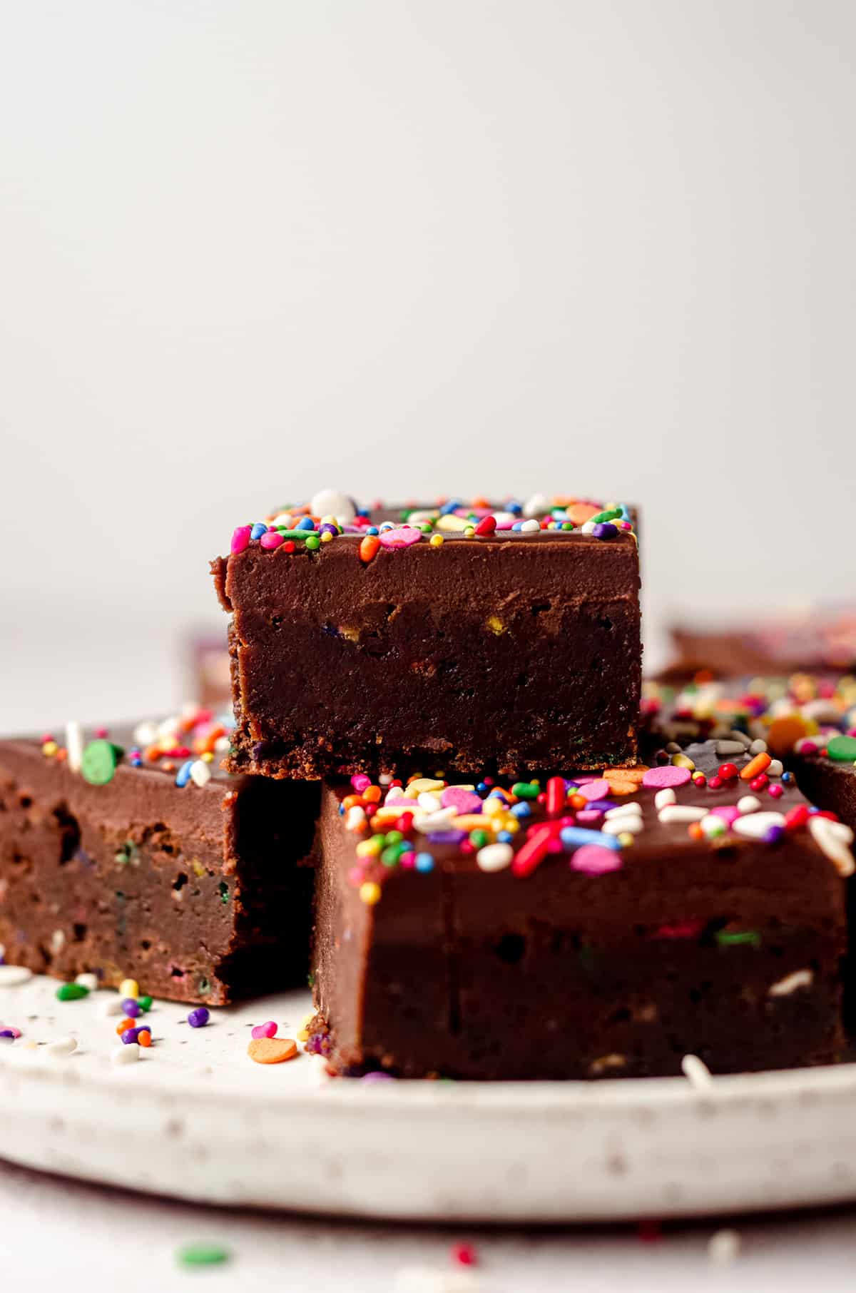 stack of funfetti brownies