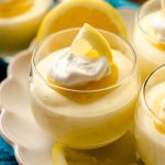 lemon mousse in cups on a plate
