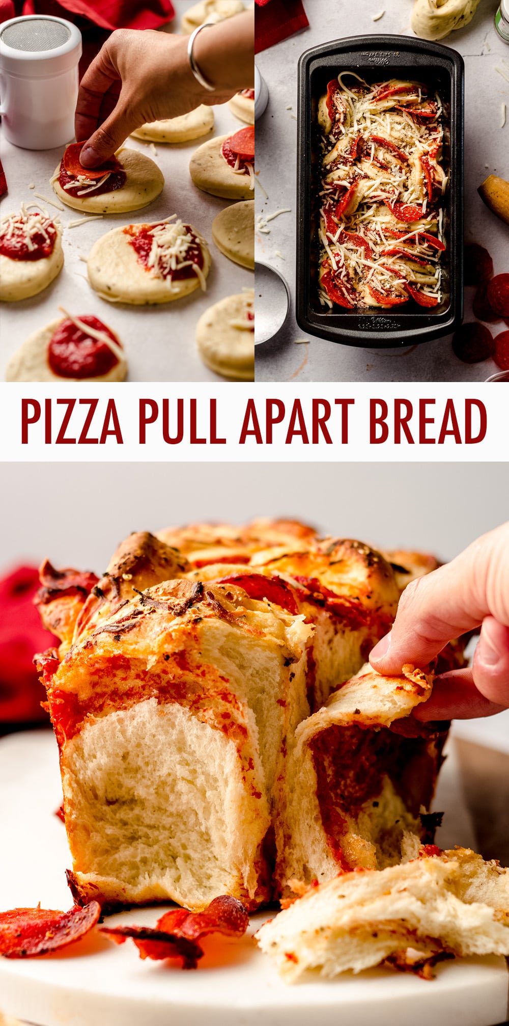 A simple loaf of yeast bread made with layers of pizza sauce, shredded cheese, and pepperoni. A fun twist on traditional pizza and easy to transport! via @frshaprilflours