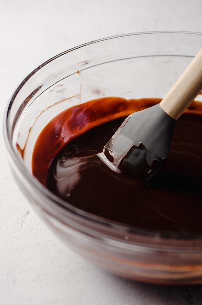 melted chocolate in a glass bowl