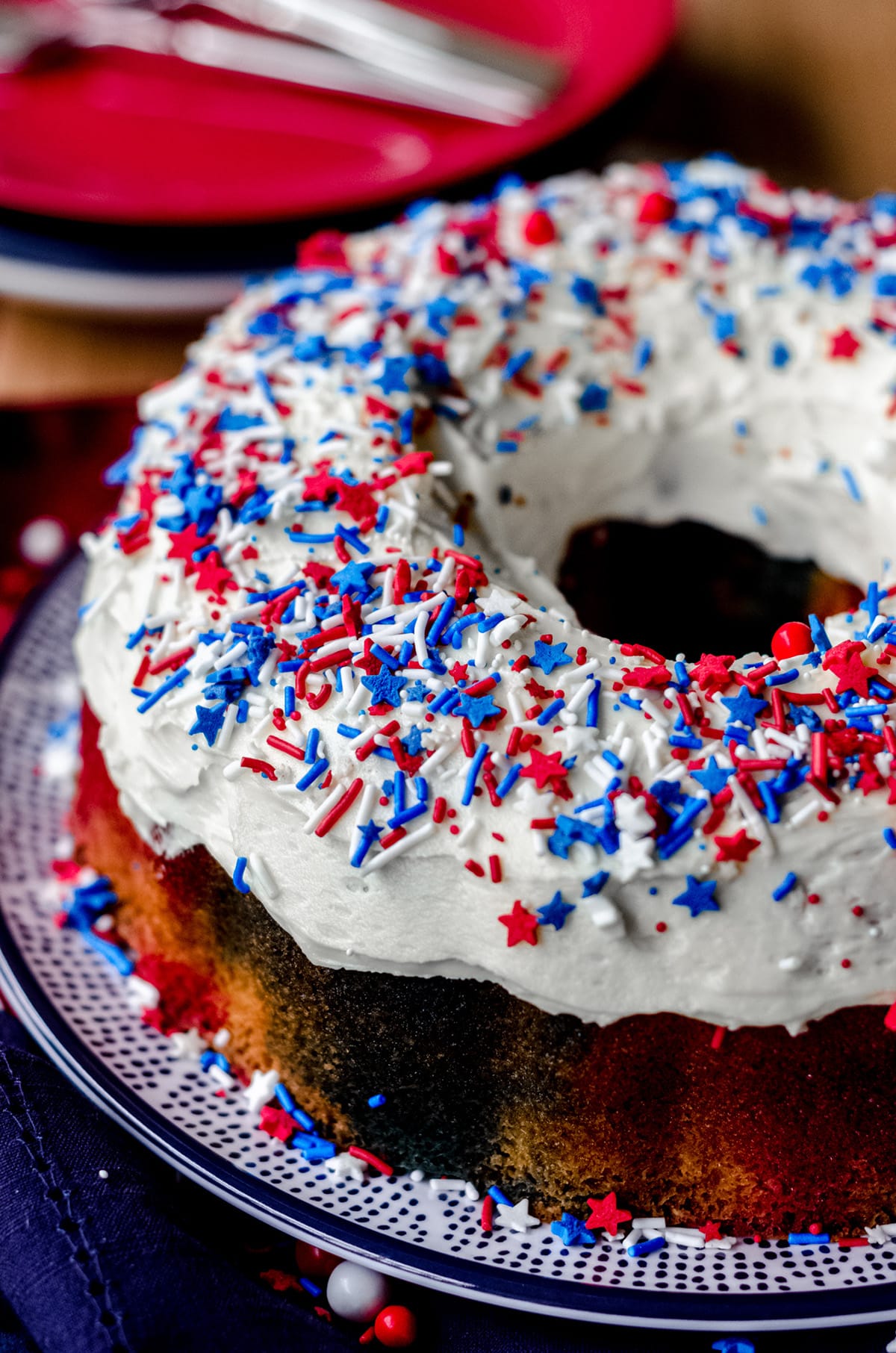 red white and blue bundt cake