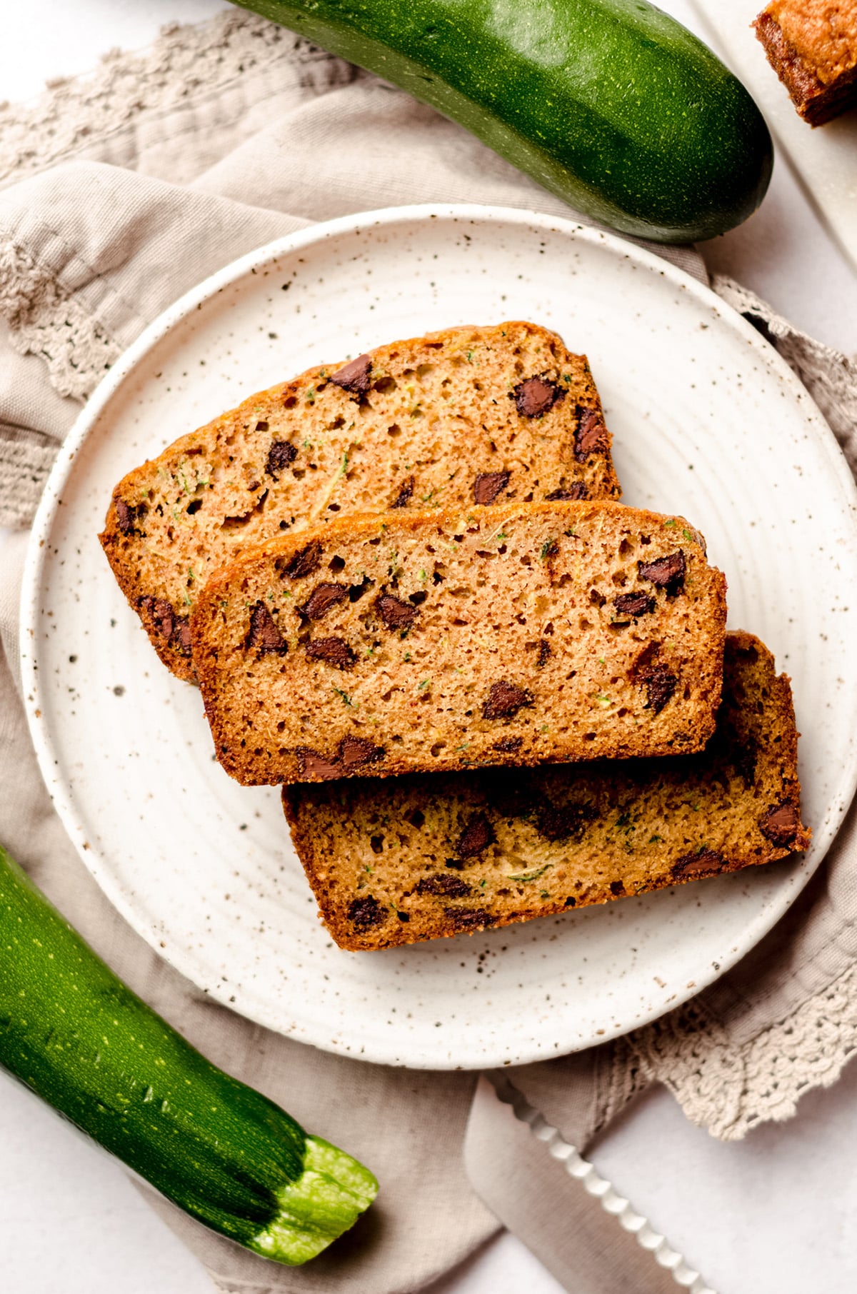 slices of chocolate chip zucchini bread