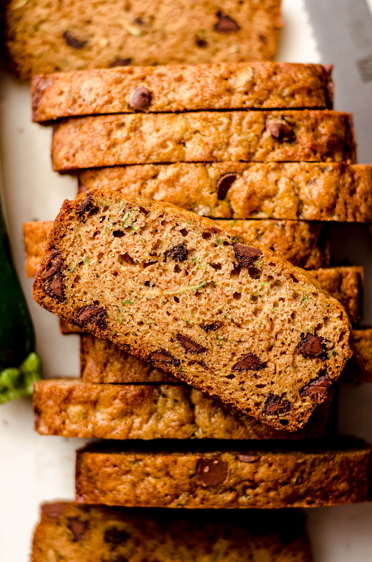 slices of chocolate chip zucchini bread