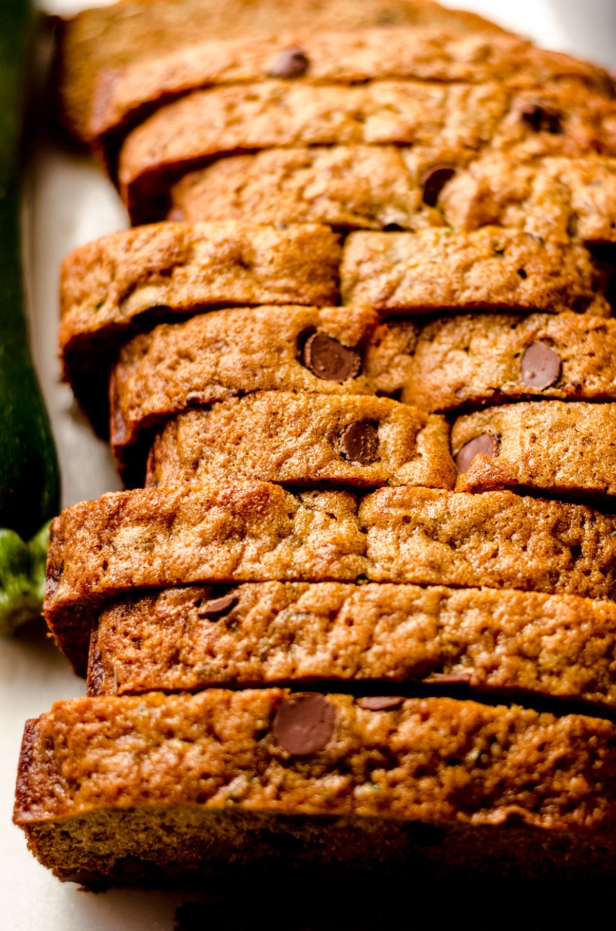 sliced chocolate chip zucchini bread