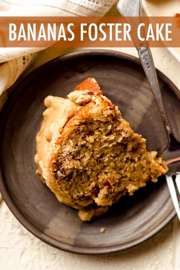 An incredibly moist and flavorful banana bundt cake flavored with rum and topped with a pecan praline icing. via @frshaprilflours