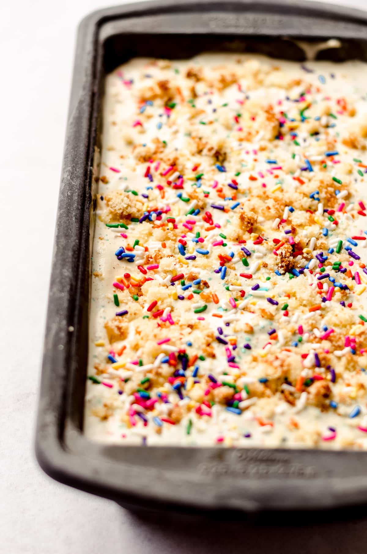 birthday cake ice cream in a loaf pan