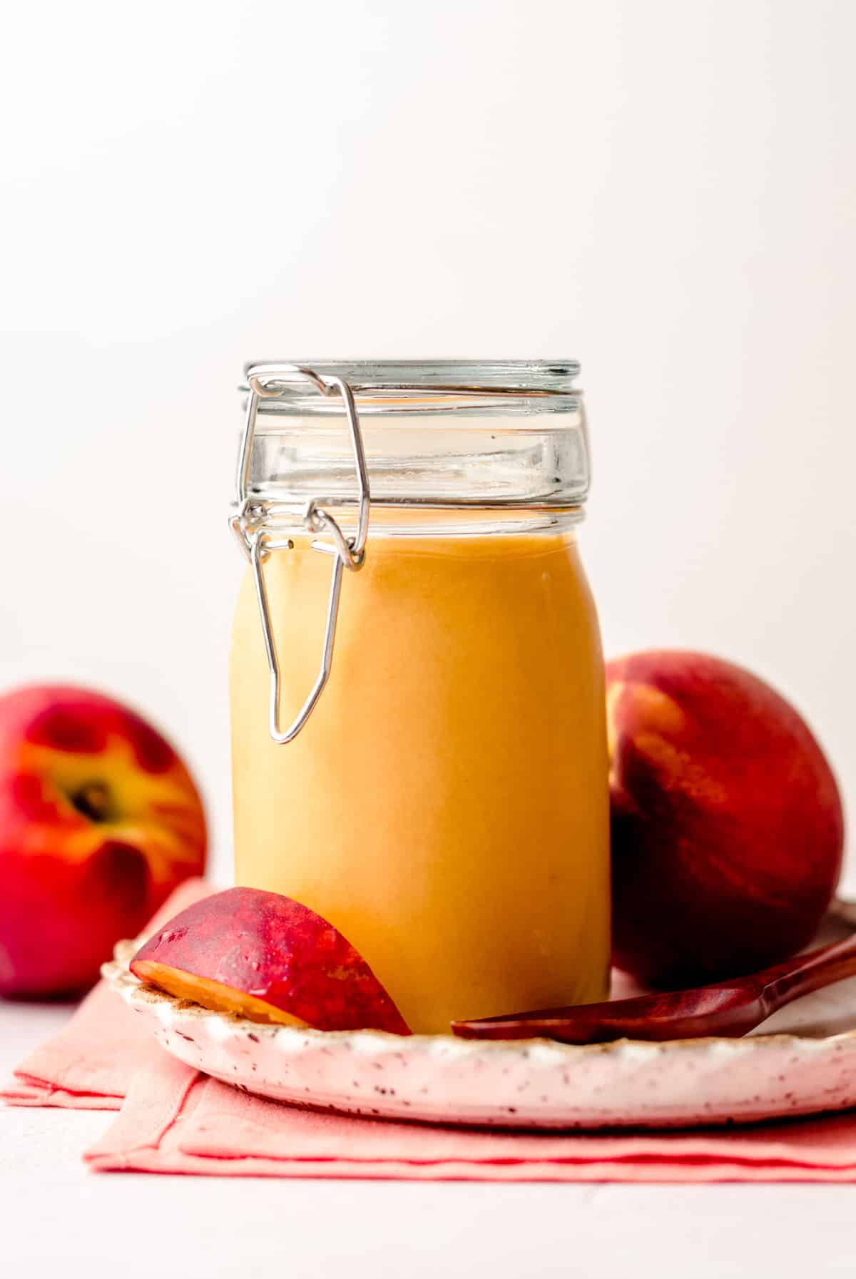 jar of peach curd