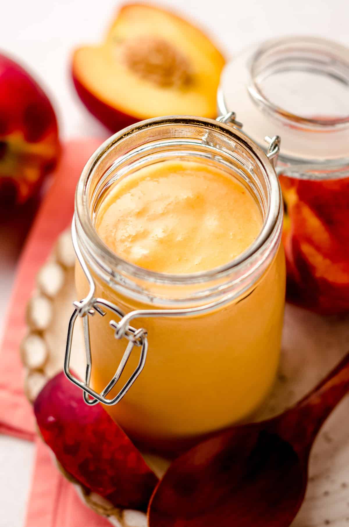 a jar of peach curd