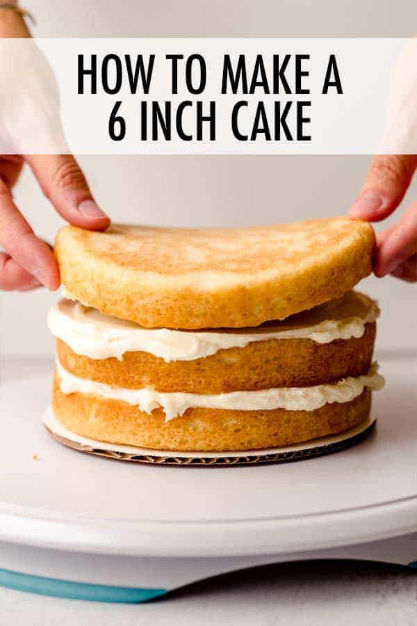 Learn how to make a two or three layer 6 inch cake from any of your favorite cupcake or 8 inch cake recipes, including this 6 inch vanilla bean cake recipe. This size cake is perfect for small gatherings and smash cakes for 1st birthdays. via @frshaprilflours