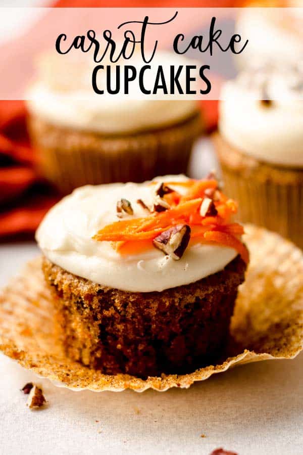Wonderfully moist and flavorful carrot cake cupcakes filled with crunchy chopped nuts and topped with a smooth and creamy cream cheese frosting. via @frshaprilflours