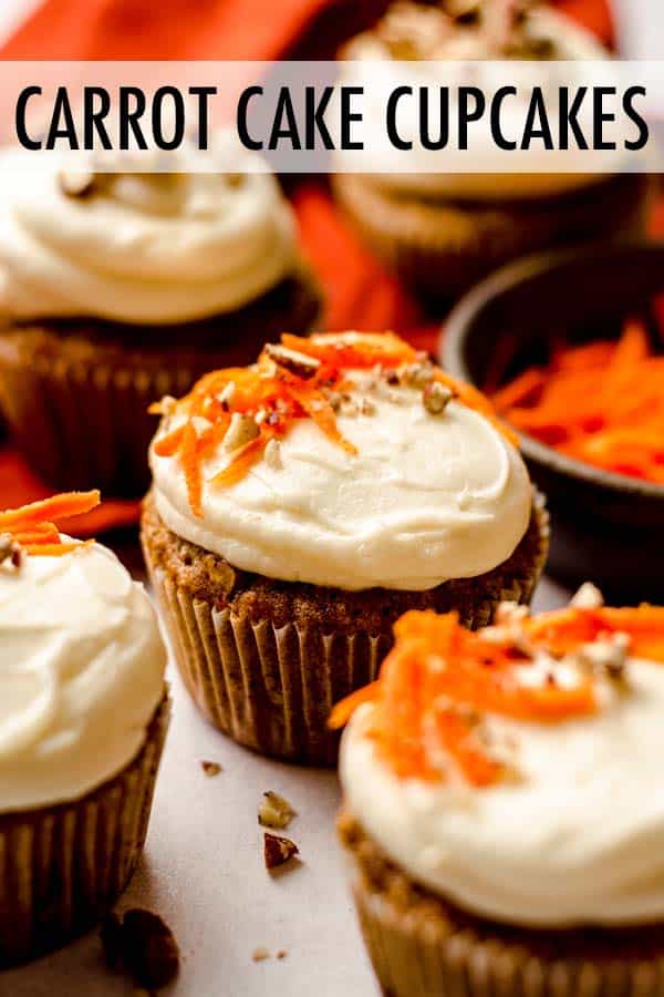 Wonderfully moist and flavorful carrot cake cupcakes filled with crunchy chopped nuts and topped with a smooth and creamy cream cheese frosting. via @frshaprilflours